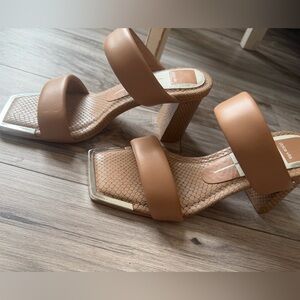 Dolce Vita Double Strap Tan Block Heel Sandals